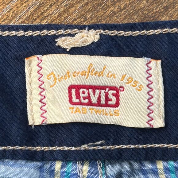 LEVI’S Shorts Womens 14 Blue Green Chino Shorts Bermuda Plaid - Picture 7 of 10